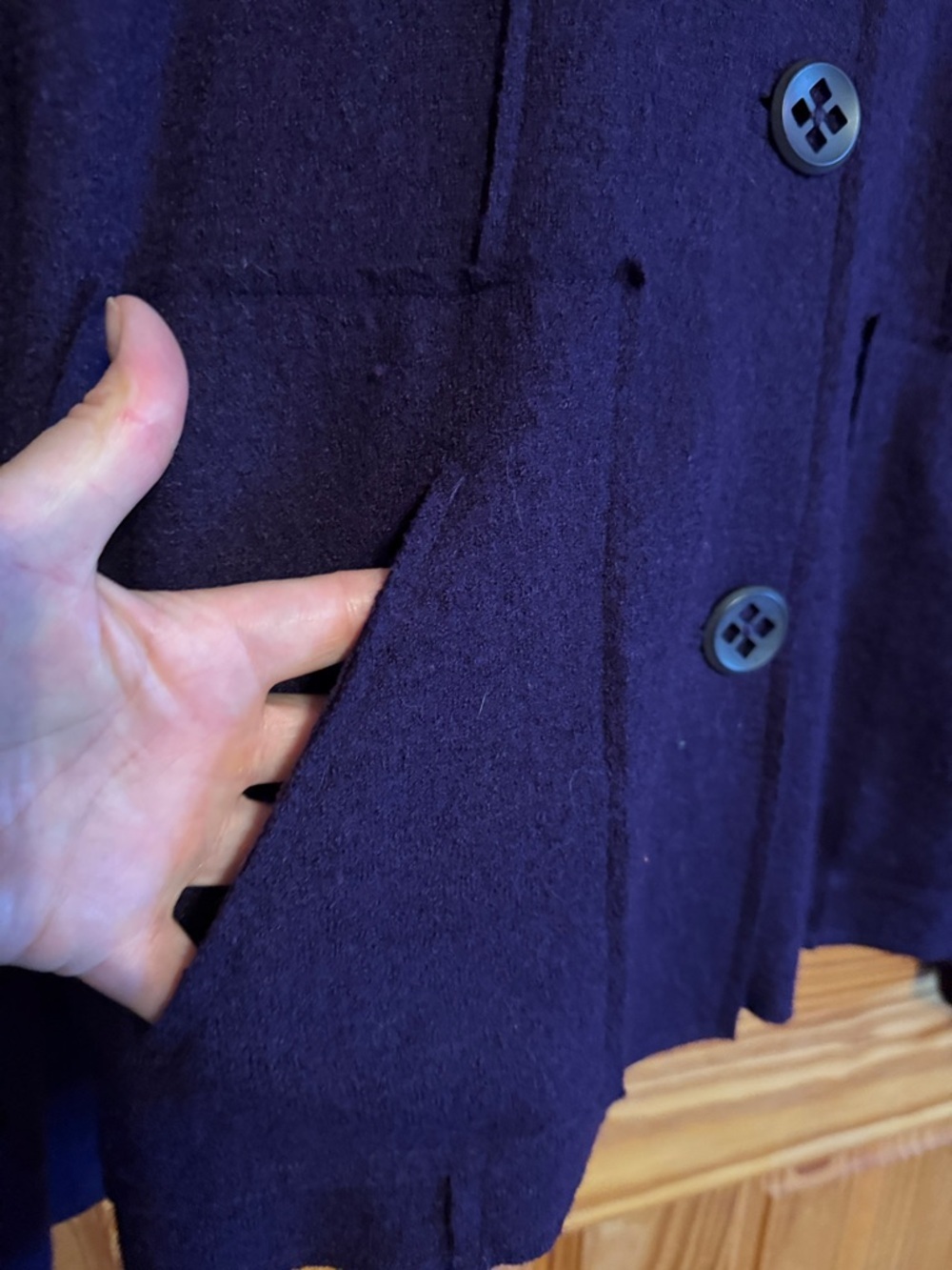 Coldwater Creek Deep Purple Wool Blend Round-Neck Button Sweater Jacket - Picture 5 of 7